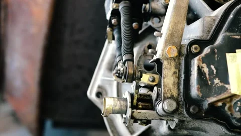 Old gear shift box from a front-wheel drive car Video stock 336732954