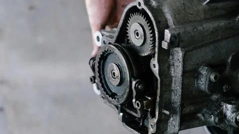 Old gear shift box from a front-wheel drive car Stock-Footage 336733002