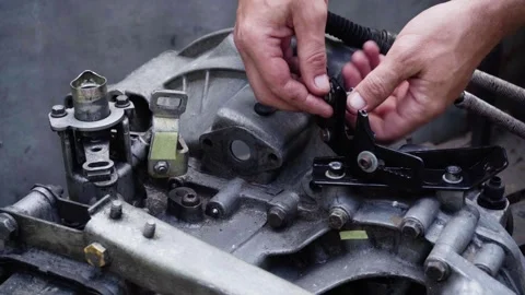 Old gear shift box from a front-wheel drive car Stock-Footage 336733094