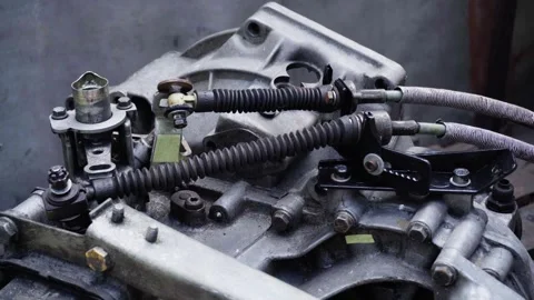 Old gear shift box from a front-wheel drive car Stock-Footage 336733104