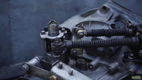 Old gear shift box from a front-wheel drive car Stock-Footage 336733380