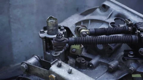 Old gear shift box from a front-wheel drive car Stock-Footage 336733416