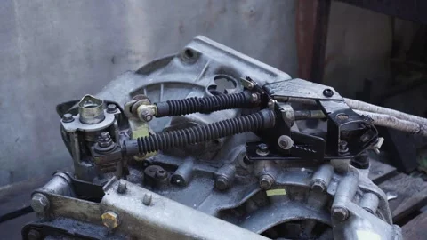 Old gear shift box from a front-wheel drive car Video stock 336733470