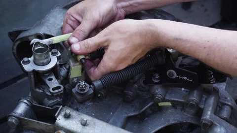 Old gear shift box from a front-wheel drive car Video stock 336733566