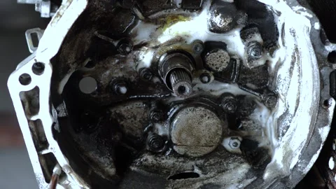 Old gear shift box for front-wheel drive car cleaning Video stock 337662631
