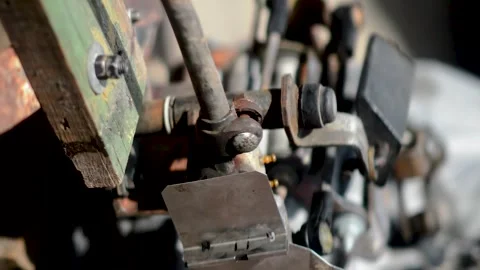 Old gear shift box for a front-wheel drive car, example Video stock 337663094