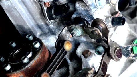 Old gear shift box for a front-wheel drive car, example Video stock 337663128