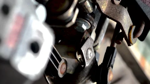 Old gear shift box for a front-wheel drive car, example Video stock 337663143