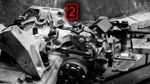 Old gear shift box for a front-wheel drive car example Video stock 337664808