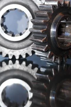Old Gears On Dark Stock Photos