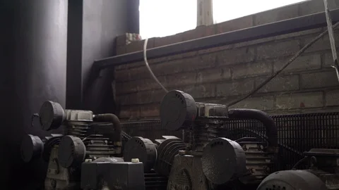 Old generator at the factory. 4K Stock Footage 104656807