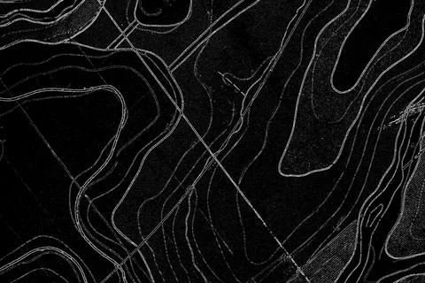 Old geological map black with white lines as background, contour the map Stock Illustration