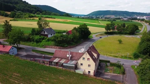 Old german house on the edge of the road Stock Footage 161067891
