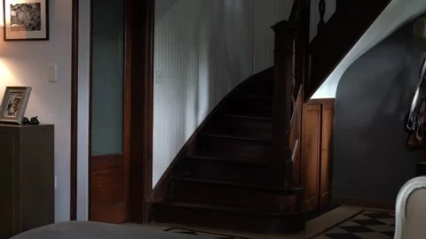 Old German House empty staircase Vídeo Stock 243518978