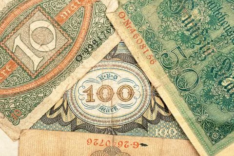 Old German money notes Stock Photos