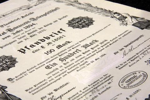 Old germany share certificates Stock Photos