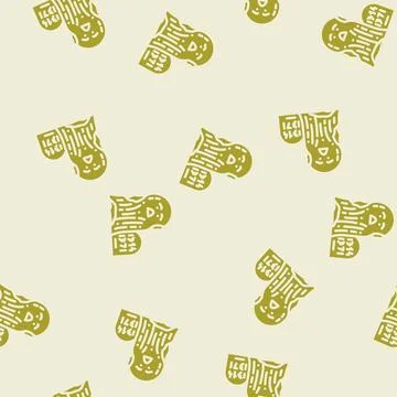 Old ghost glyph vector seamless pattern Illustrazione stock