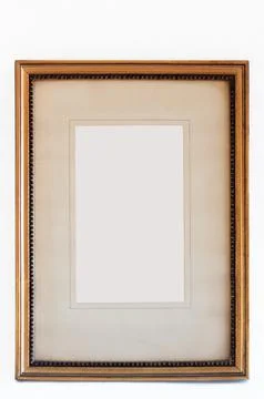 Old gilt leaf rectangular frame with passpartout whithout center image Stock Photos