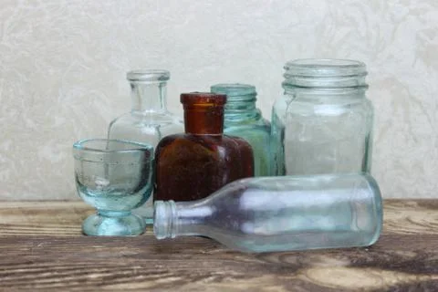 Old glass jars Stock Photos