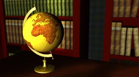 Old globe in a classic library Video stock 8719509