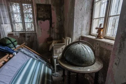 Old globe in a forest house Stock Photos