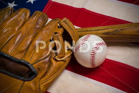 Old Glory and the National pastime Stock Photos