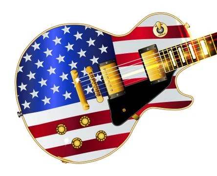 Old Glory Flag Guitar Stock Illustration