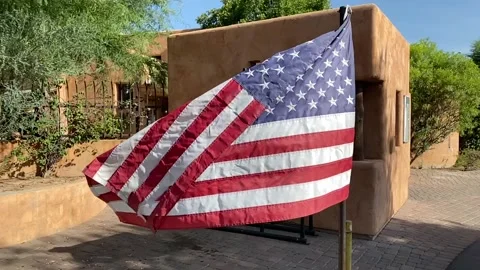 Old Glory has seen better times. Stock Footage 133746587