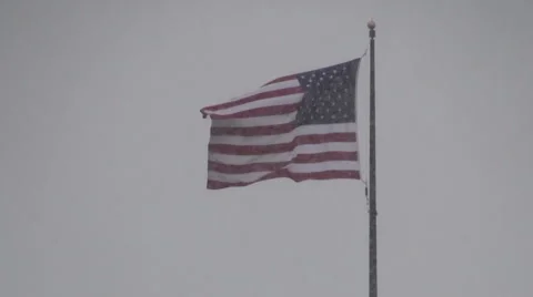 Old Glory in the Snow Stock Footage 54756496
