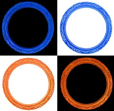 Old gold and blue frames isolates on black and white 스톡 사진