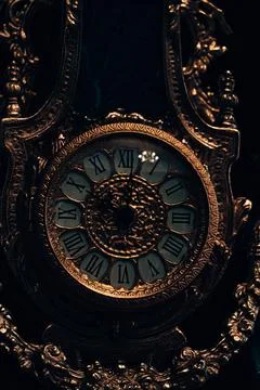 Old gold clock in the museum Stock Photos