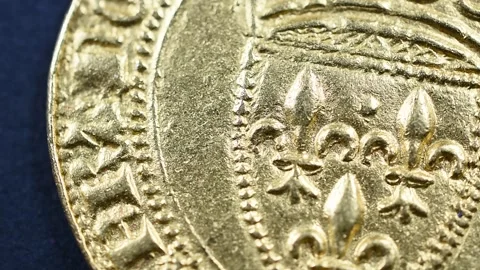 Old Gold Coin Close Up Rotating Stock Footage 333609858