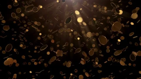 Old gold falling coins isolated on abstract background Chinese 50 cent coin Video stock 334029212