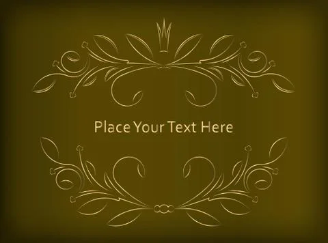 Old gold frame with crown, blacked out edges and a blank space for text. Retr Stock Illustration
