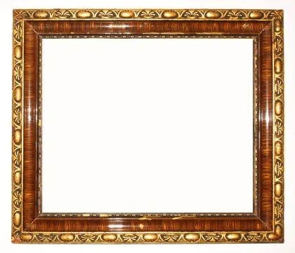 Old gold frames isolates on black and white Stock Photos