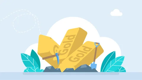 Old gold mine. Pickaxe hits the gold ingot. Pickaxe, shovel with golden ingot. Stock Footage 267952604