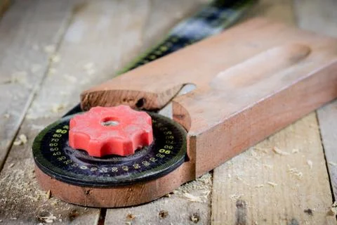 Old good carpentry, tools drill bit. Wooden carpentry table and old good carp Stock Photos