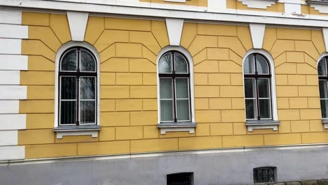 Old, in good condition, build in the 19 century building pan shot Stock Footage 237879148