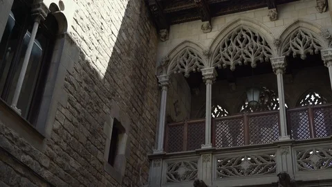 Old gothic balcony on an old building Stock-Footage 114084547
