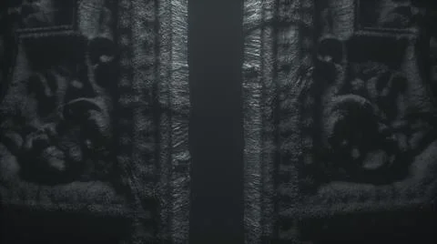 Old gothic stone door to hell with patterns. From the hell to the heaven conc Foto stock