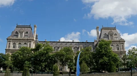 An old gothic style building on the roadside of Paris Stock Footage 55722399