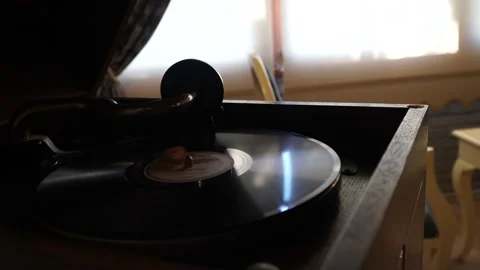 Old Gramophon Playing 4K Stock Footage 131862837