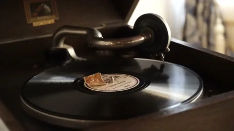 Old Gramophon Playing 4K Stock Footage 131863079