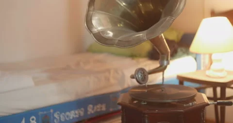 Old Gramophone in Bedroom Stock Footage 140659123