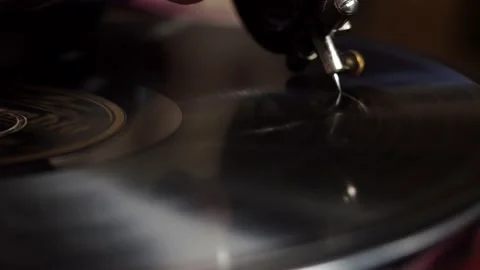 Old gramophone close-up. Outdated equipment. Stock Footage 165661913