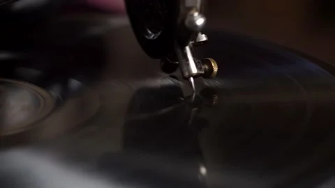 Old gramophone close-up. Outdated equipment. Stock Footage 165661946