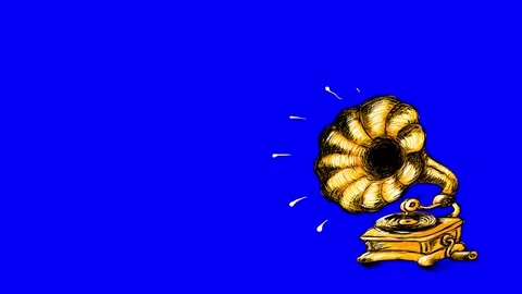 Old gramophone loop bluebox Video stock 270688784