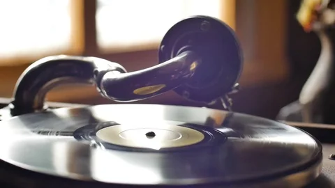 Old Gramophone, playing a record, close up Loop-able Vintage Video Stock Footage 70751669