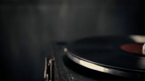 Old gramophone playing vinyl disc, closeup.4K, 60 fps Stock Footage 125022149