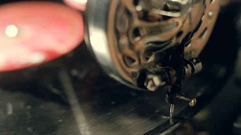 Old gramophone video, close up, macro shot Stock Footage 94983720
